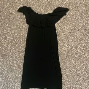Off the shoulder, black dress